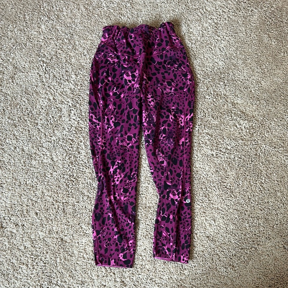 Lululemon Athletica Pink and Black Patterned Leggings